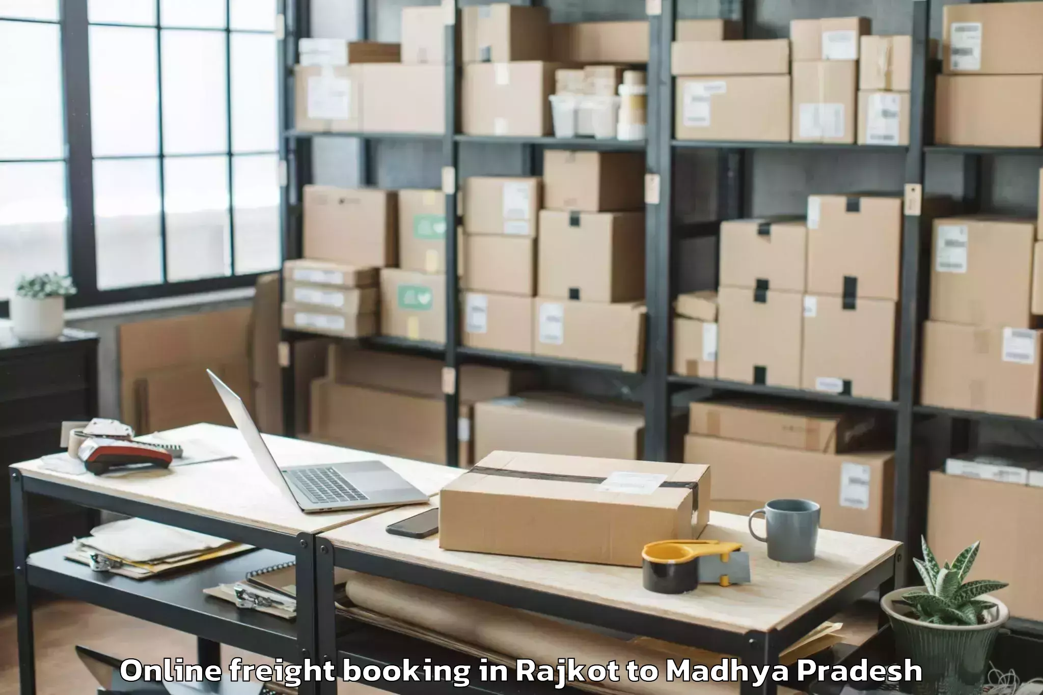 Book Rajkot to Daboh Online Freight Booking